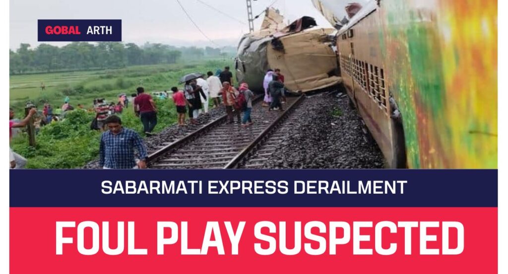 Sabarmati Express derailment near Kanpur with train coaches overturned on tracks